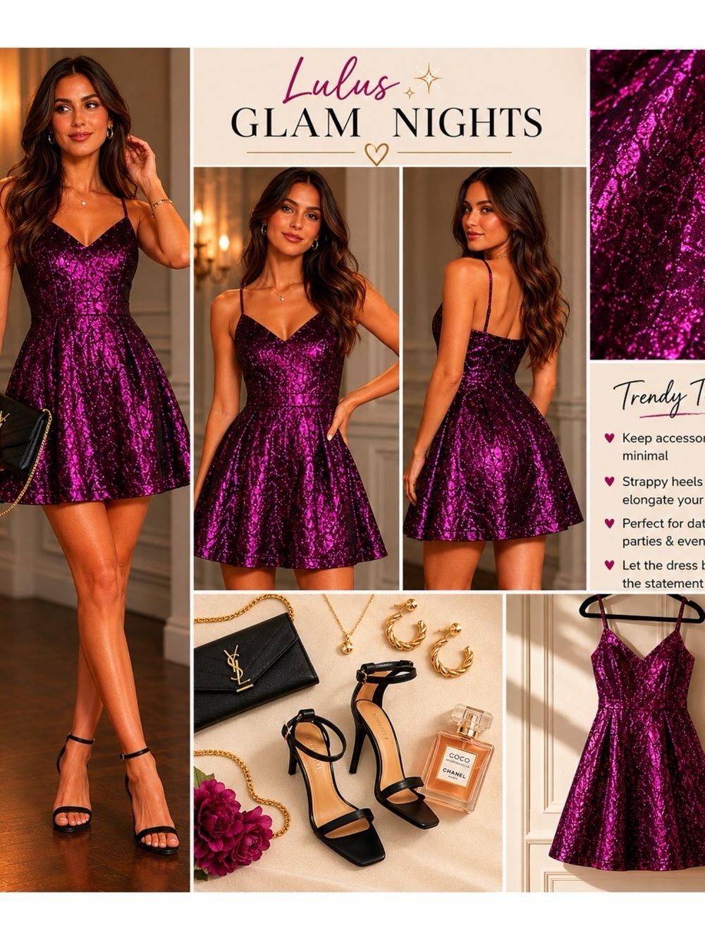 LULUS Magenta Metallic Mini Dress